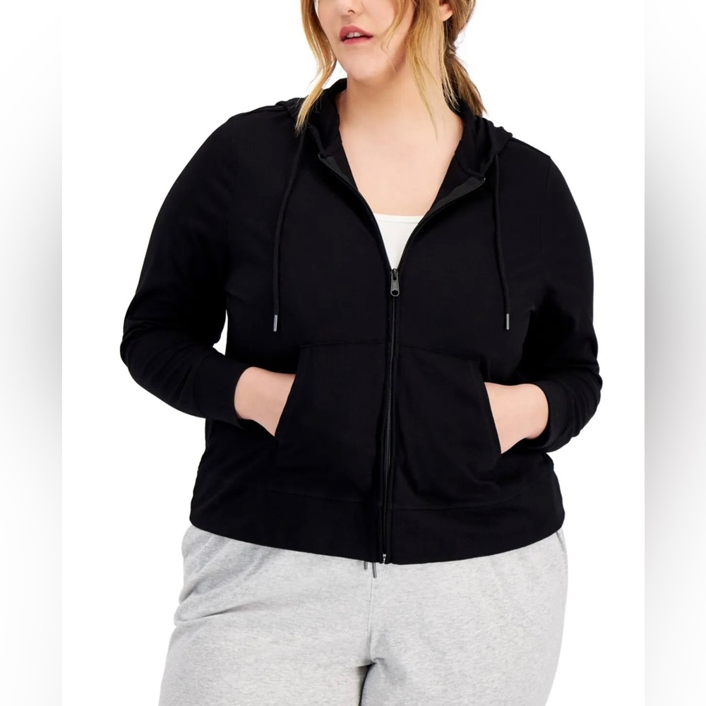 Ideology Women's Full Zip Hooded Jacket Black Size 2X